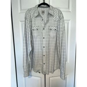 Moonshine Spirit Men's XL White Plaid Western Snap Shirt Long Sleeve